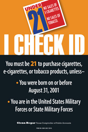 tobacco sales warning sign